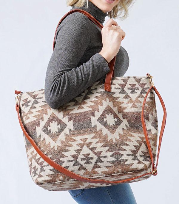 2 In 1 Aztec Print Tote Bag