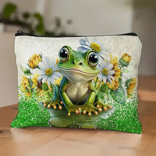 Country Green Frog Makeup Bag
