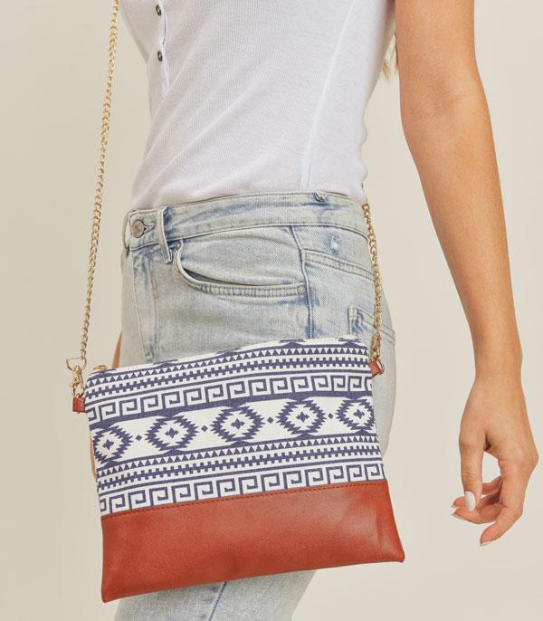 Aztec Pattern Crossbody Wristlet Bag