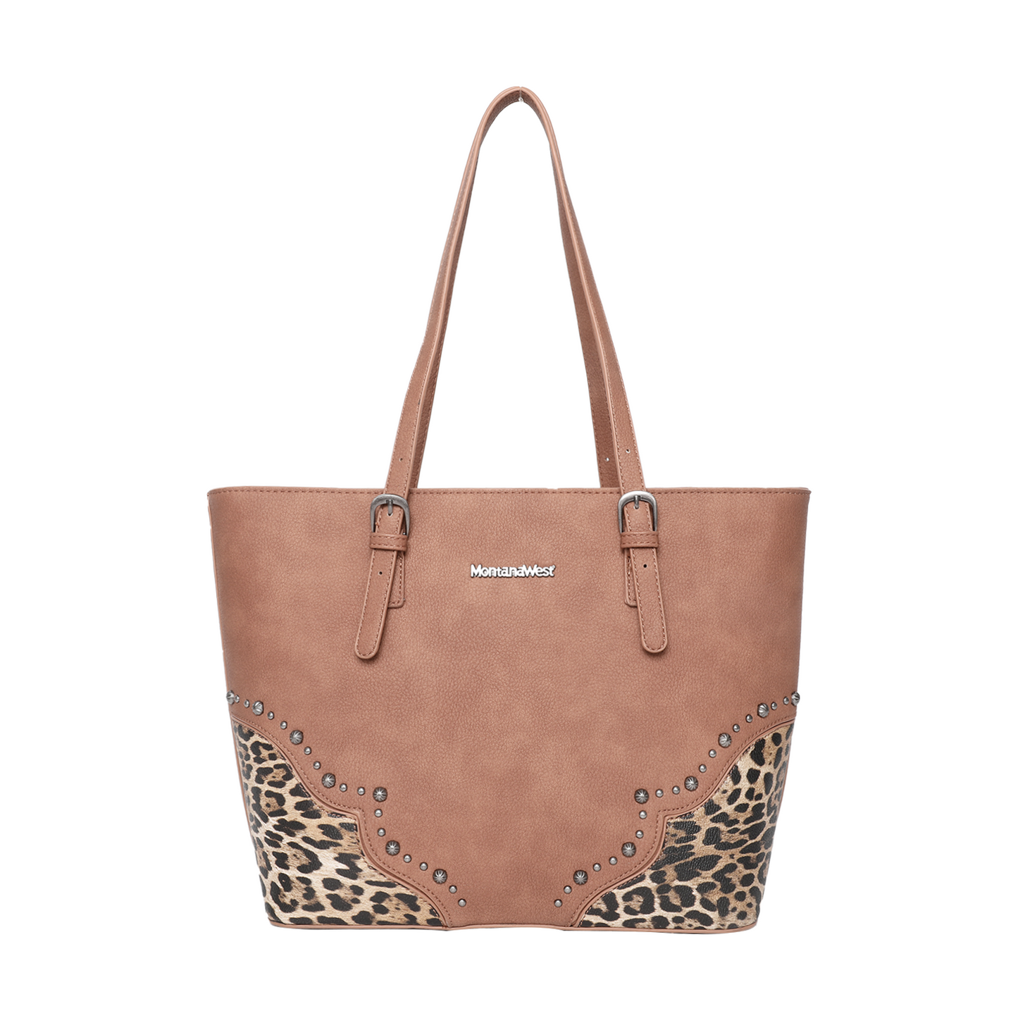 Montana West Leopard 3PCs Set Tote/Crossbody/Wallet - Brown