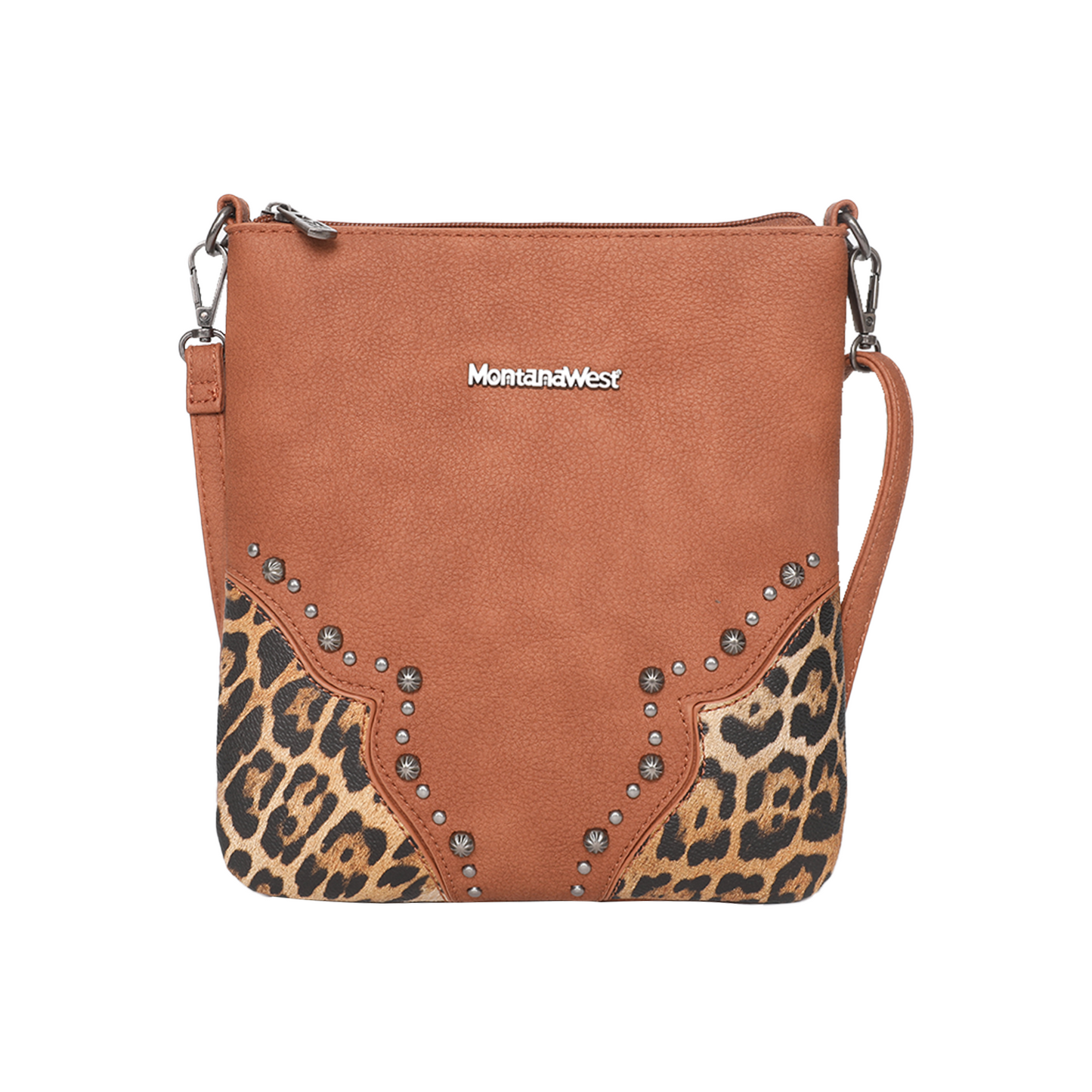 Montana West Leopard 3PCs Set Tote/Crossbody/Wallet - Brown