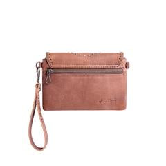 Montana West 100% Genuine Leather Concho Collection Crossbody/Wristlet - Brown