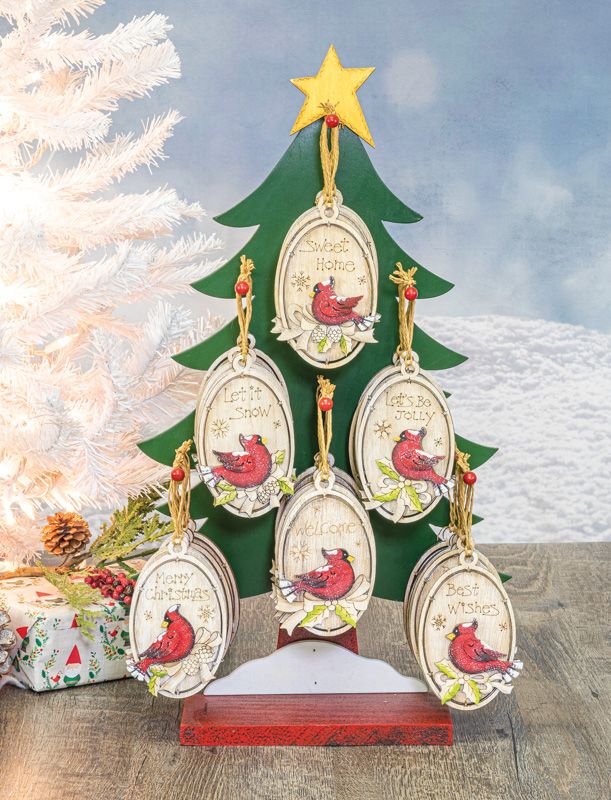 Holly Cardinal Oval Ornament