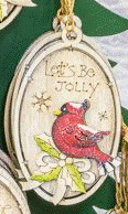 Holly Cardinal Oval Ornament
