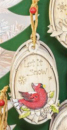 Holly Cardinal Oval Ornament