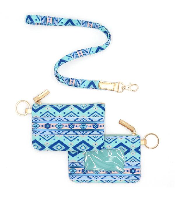 Aztec Print ID Wallet and Lanyard