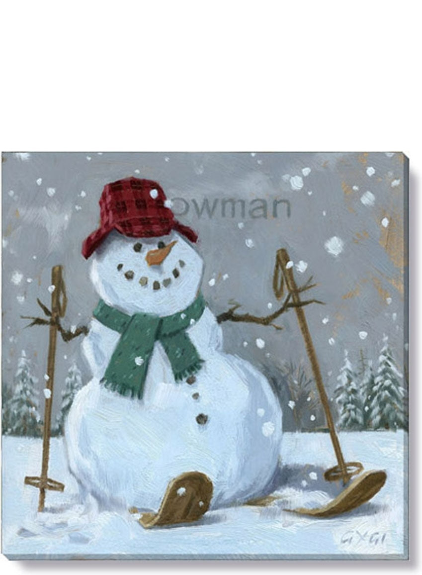 Snowman On Skis Giclee Wall Art