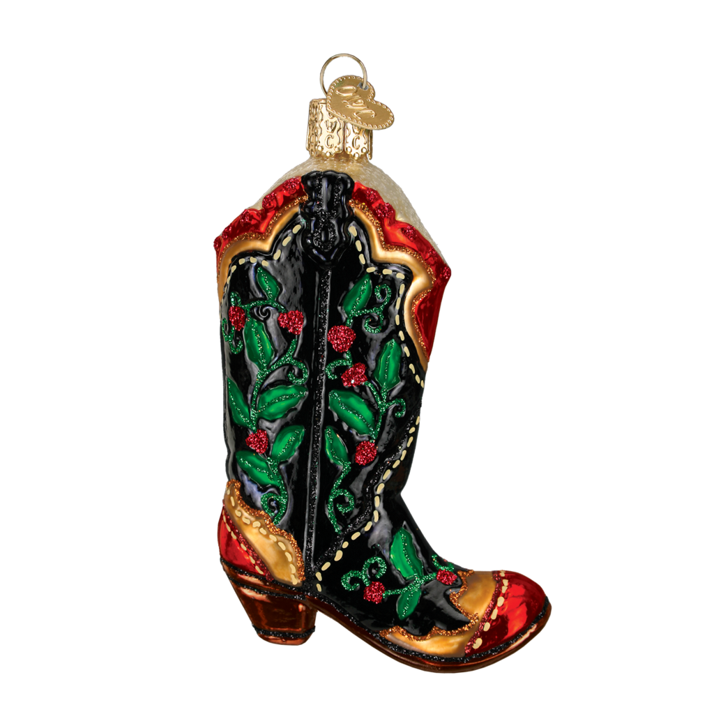 Holly Berry Cowboy Boot Ornament