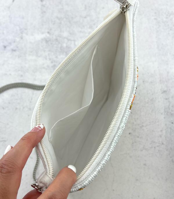 Seed Bead Sunflower Clutch Crossbody