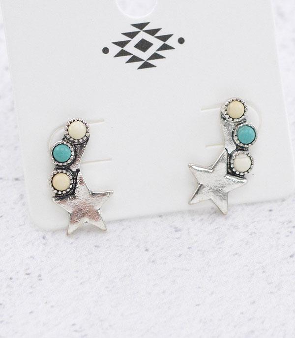 Western Dainty Star Turquoise Earrings