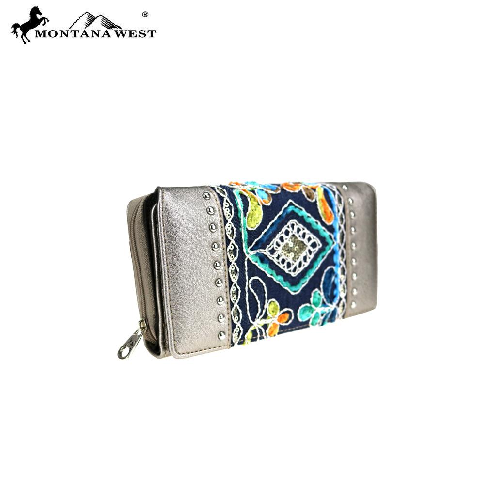 Montana West Embroidered Secretary Style Wallet