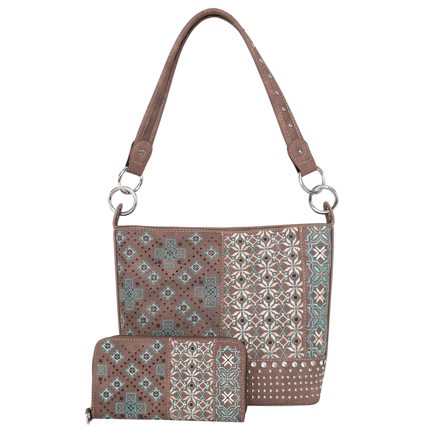 Montana West Embroidered Collection Concealed Carry Hobo Wallet Set