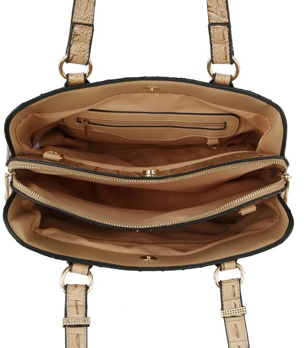 2 in 1 Ostrich Croc Print Satchel Bag