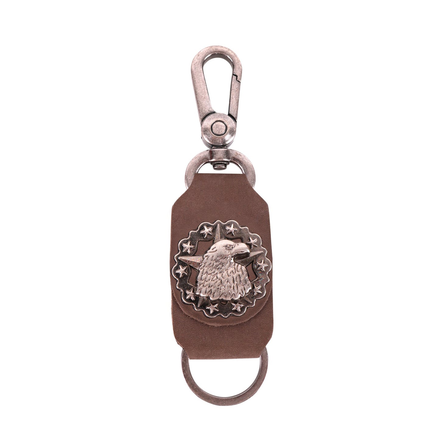 Montana West Real Leather Eagle Star Concho Key Chain Coffee
