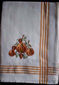 Embroidered Pumpkin Tea Towel