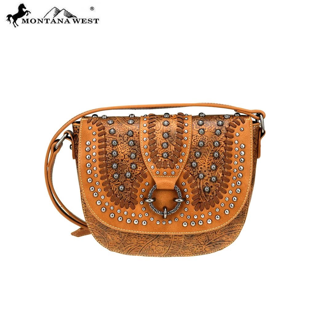 Montana West Concho Collection Saddle Bag - Brown