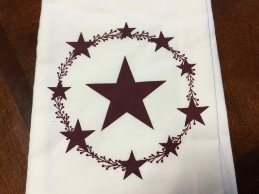 Burgundy Star Dish Towel