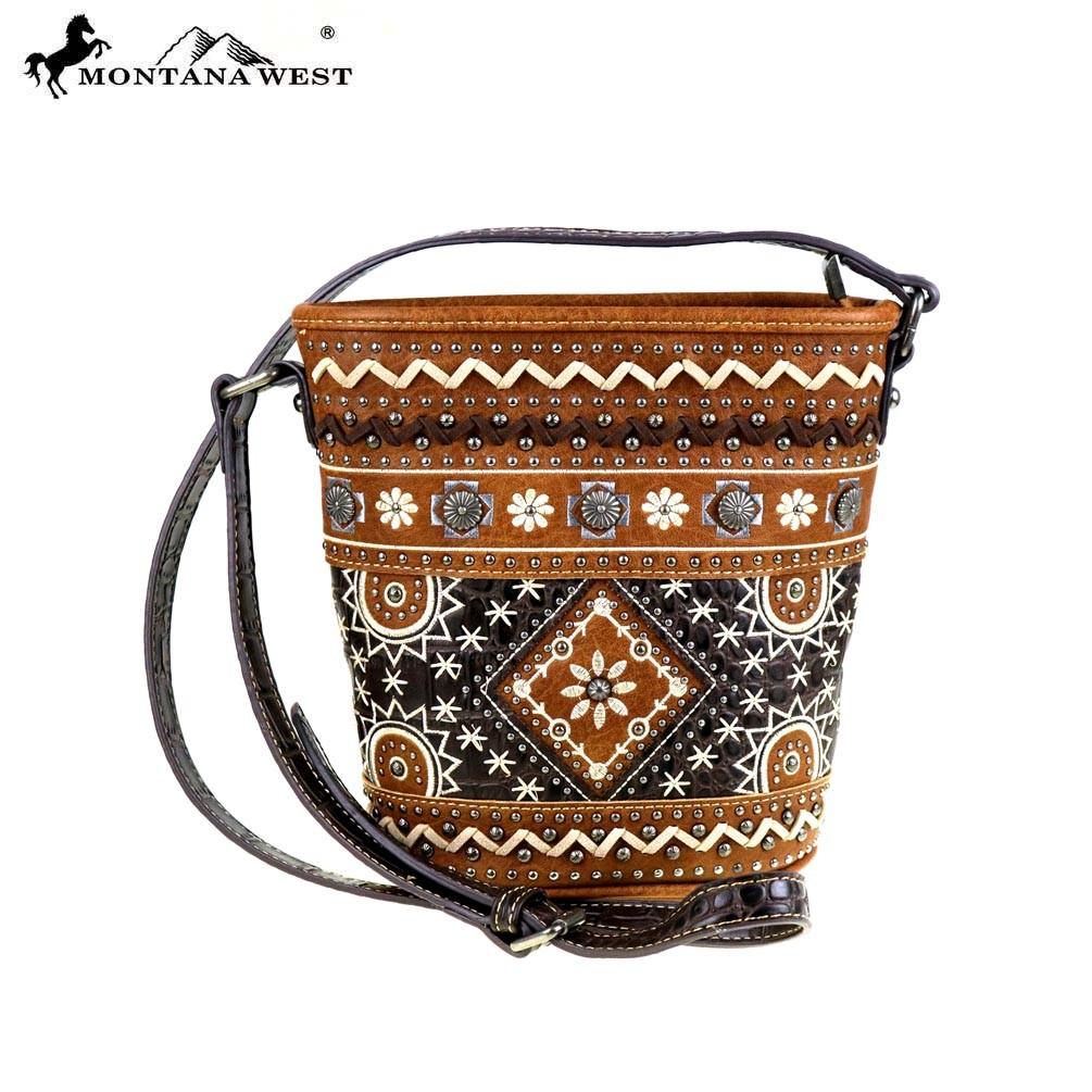 Concho Bucket Bag Aztec Design