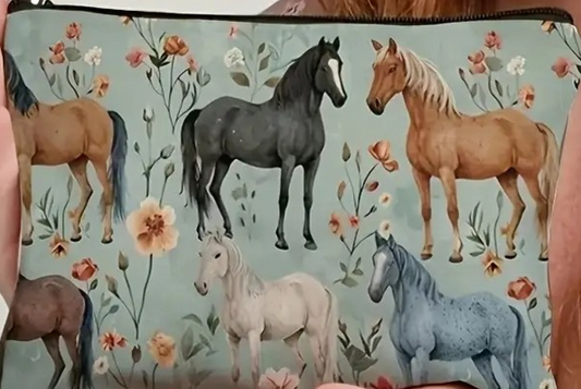 Pretty Floral Horse Makeup Bag