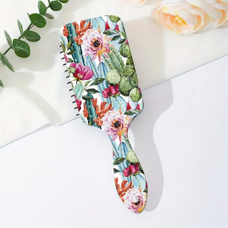 Hair Brush - Western Design - Cactus Flower