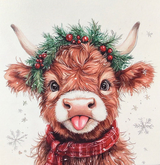 Super Cute Holiday Highland Calf