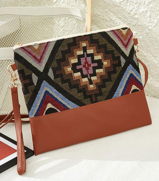 Boho Aztec Print Crossbody Bag