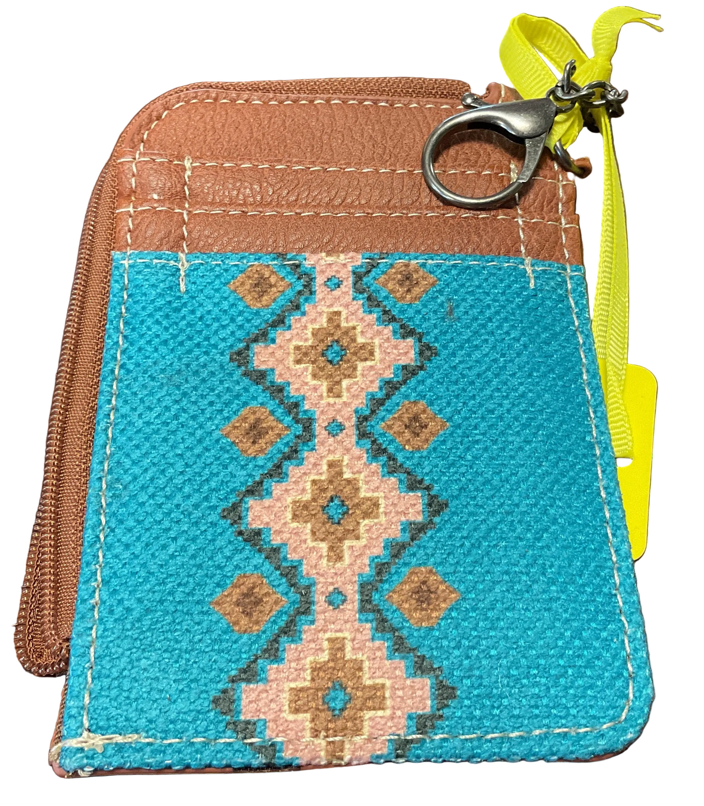 Wrangler Southwestern Art Mini Zip Card Case- Turquiose