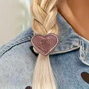 2pc Western Style Hair Scrunchies - Heart Design