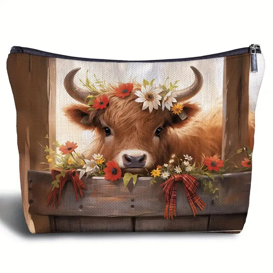 Highland Cow Makeup Bag Fall Design