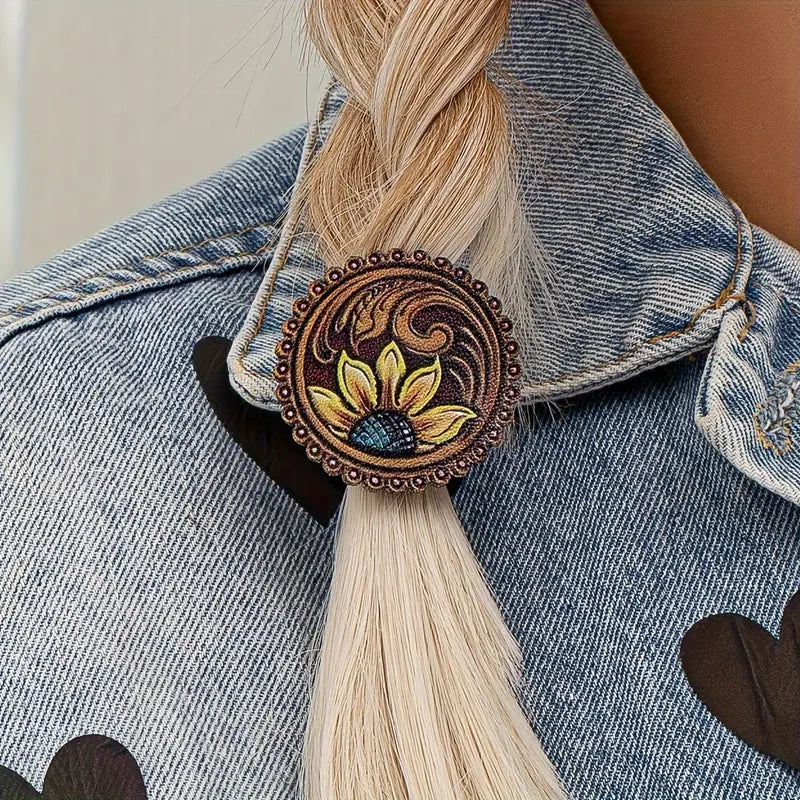 2pc Western Style Hair Scrunchies - Sunflower