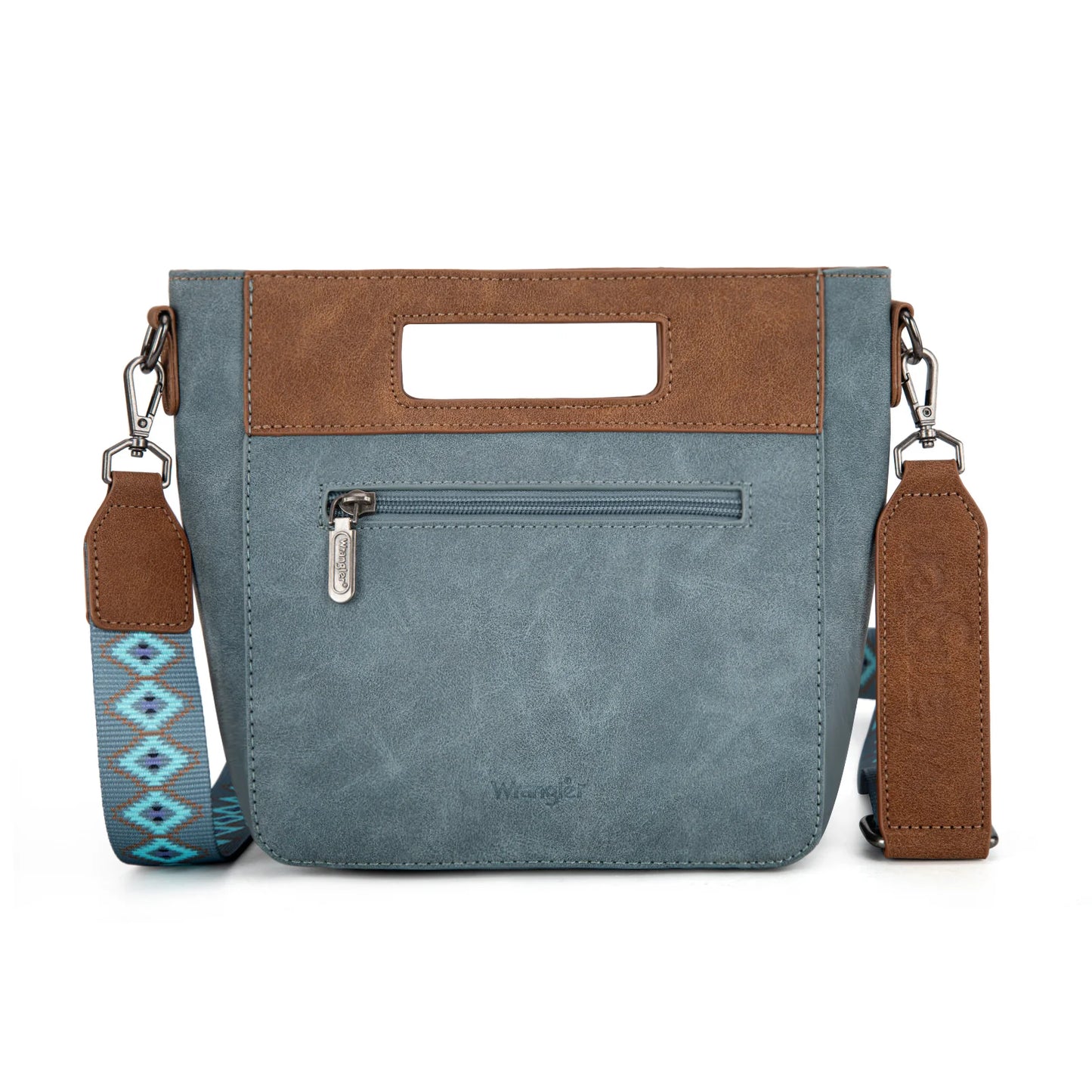 Wrangler Aztec Embroidered Top Handle Tote/Crossbody -Jean