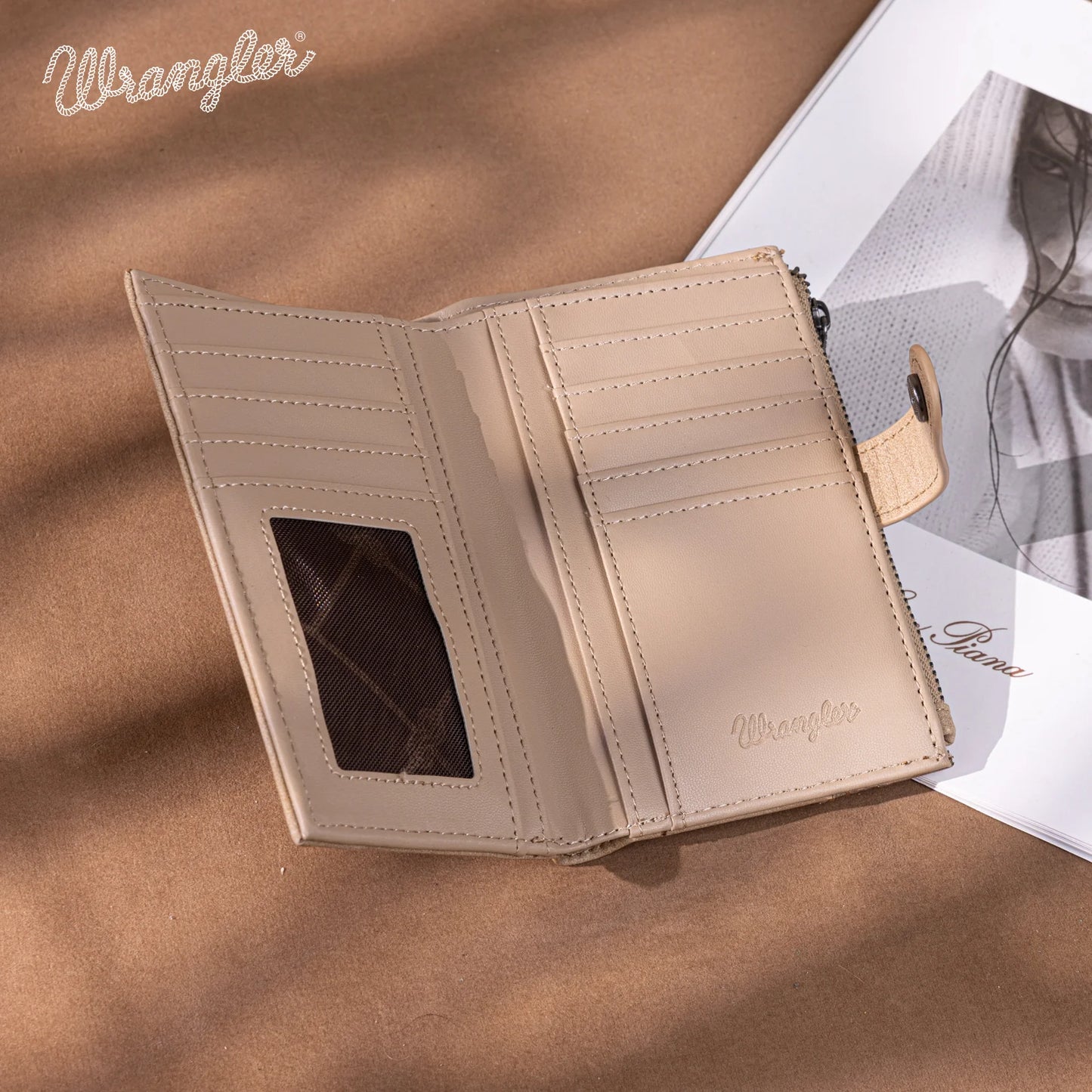 Wrangler Floral Tooled Card Holder Bi-Fold Wallet