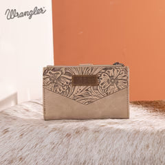 Wrangler Floral Tooled Card Holder Bi-Fold Wallet