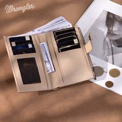 Wrangler Floral Tooled Card Holder Bi-Fold Wallet