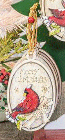 Holly Cardinal Oval Ornament