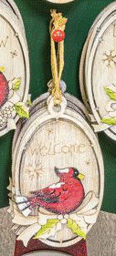 Holly Cardinal Oval Ornament