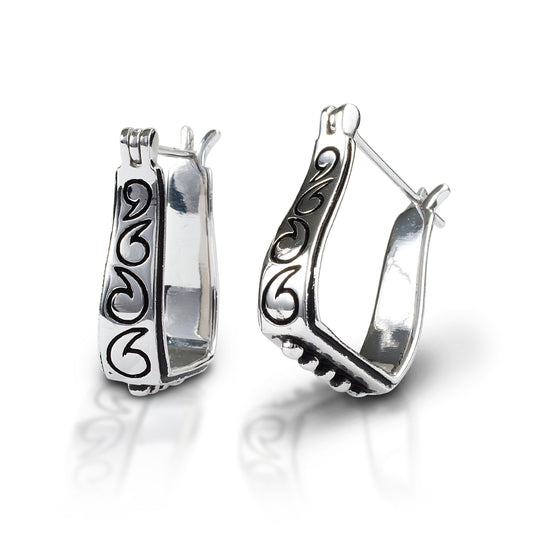 Engraved Stirrup Earrings