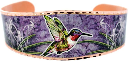 Purple Background Hummingbird Bracelet