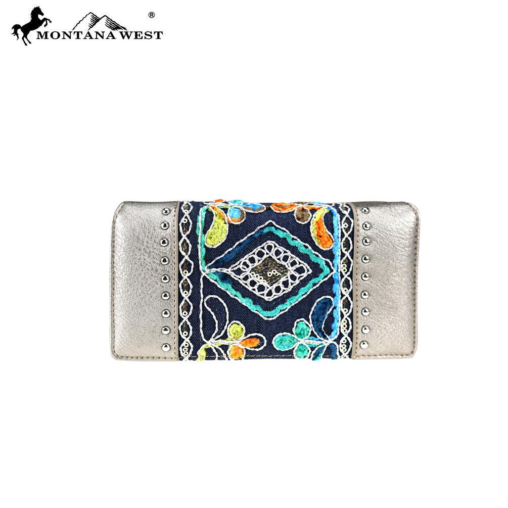 Montana West Embroidered Secretary Style Wallet