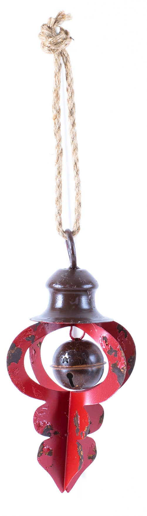 Distressed Metal Ornament With Bell