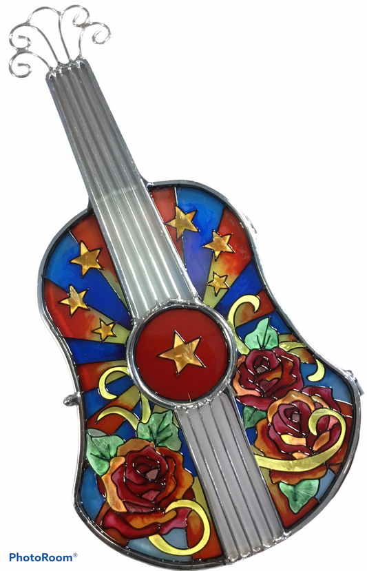Rose Guitar Musical Jewelry Box