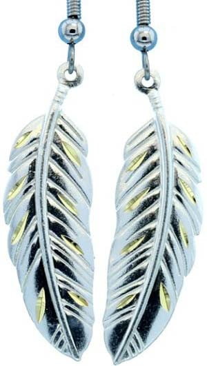 Textured Silver Feather Earrings