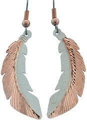 Diamond Cut Copper and Silver Feather Earrings