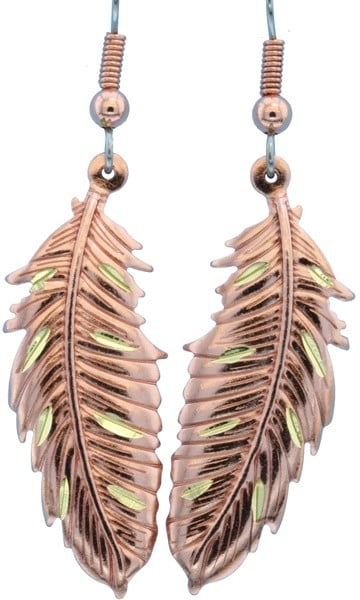 Textured Copper Feather Earrings