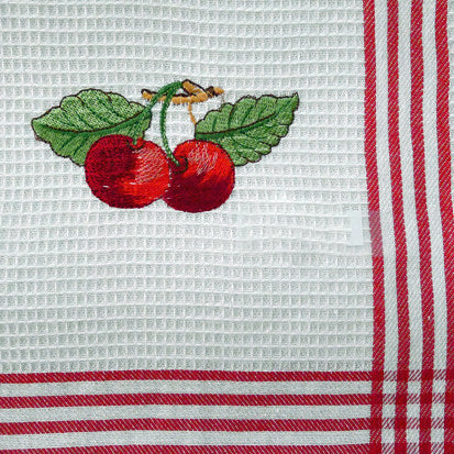 Embroidered Apple Tea Towel