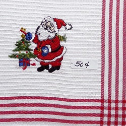 Embroidered Santa With Christmas Tree Tea Towel