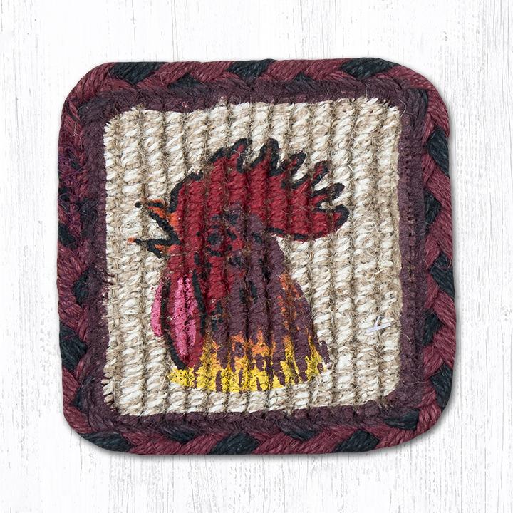 Morning Rooster Wicker Weave Coaster