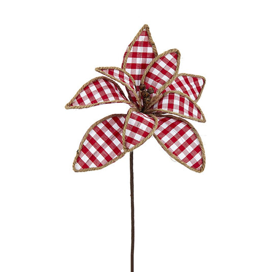 Red and White Gingham Flower Pick