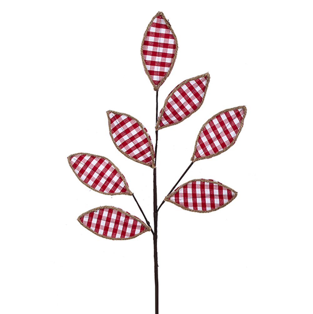 Red and White Gingham Branch Spray