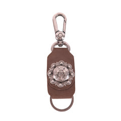 Montana West Real Leather Double Pistol Concho Key Chain Brown
